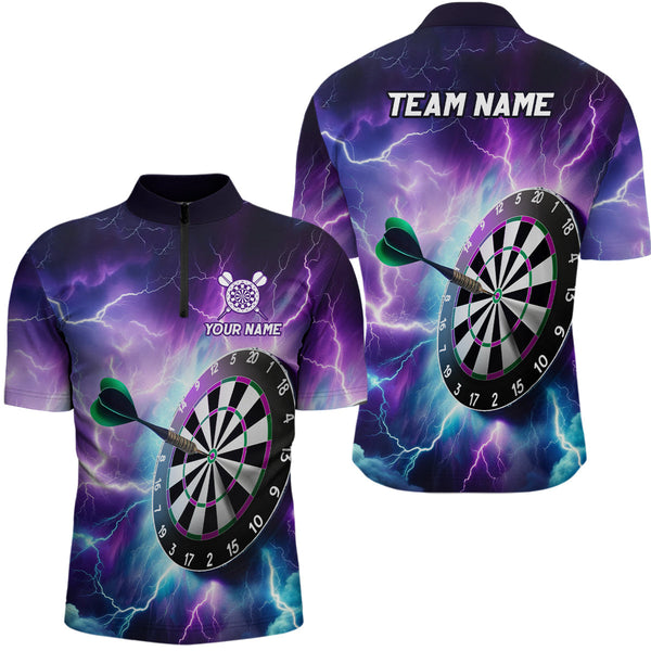 Maxcorners Purple Thunder Lightning Darts Jersey Customized Name, Team Anme 3D Shirt