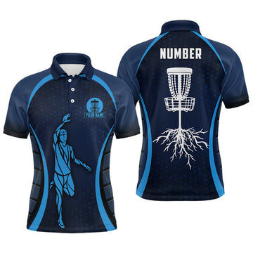 Maxcorners Navy Mens Golf Polo Shirts, Custom Cool Golf Shirts Disc Golf Shirts For Men, Best Golf Gifts MT0510