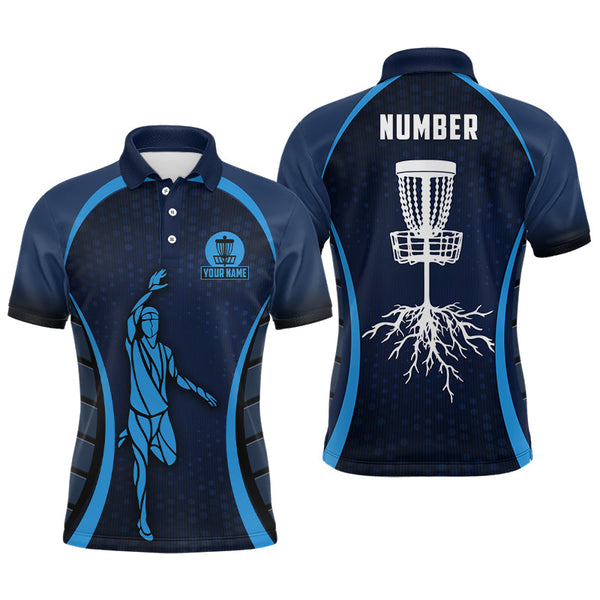 Maxcorners Navy Mens Golf Polo Shirts, Custom Cool Golf Shirts Disc Golf Shirts For Men, Best Golf Gifts MT0510