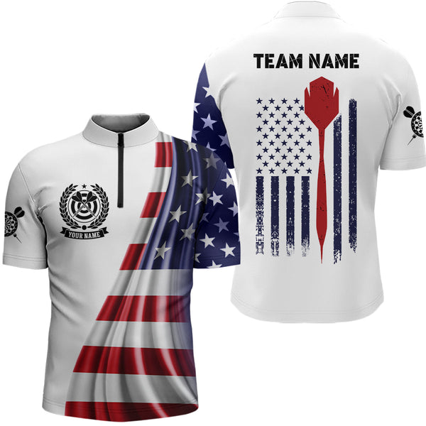 Maxcorners 3D American Flag Darts Polo Shirt Custom Patriotic Darts Shirt Dart Jerseys