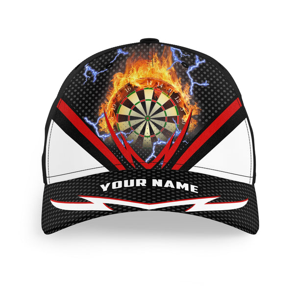 Maxcorners Darts Thunder Lightning Red  Personalized Name 3D Cap