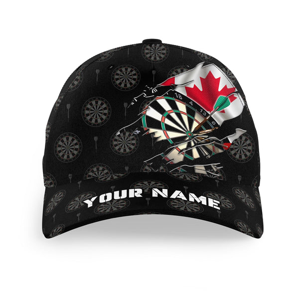 Maxcorners Darts Retro Canada Flag  Personalized Name 3D Cap