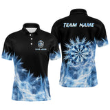 Max Corners Icy Blue Light Customized Name 3D Darts Polo Shirt For Men