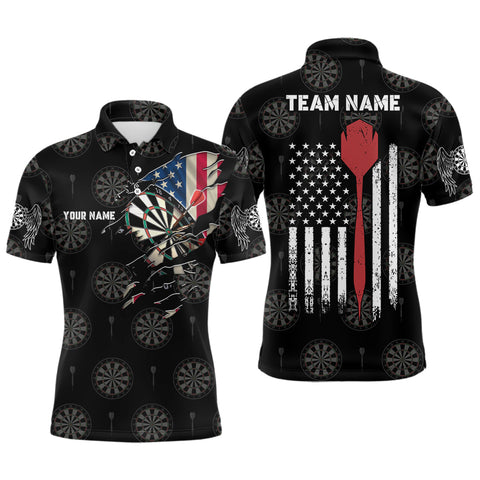 Maxcorners Personalized American Flag Custom Darts Polo Shirt Patriotic Dart Jersey