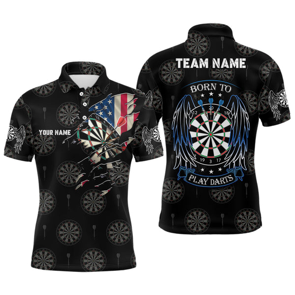 Maxcorners Born To Play Darts American Flag Custom Men Darts Shirt Patriotic Dart Jersey