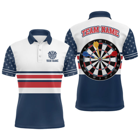 Max Corners American Flag Dartboard Customized Name 3D Darts Polo Shirt For Men