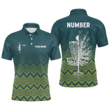 Maxcorners Personalized Mens Disc Golf Polo Shirt Gradient Green Geometric Disc Golf Shirts For Men MT0510
