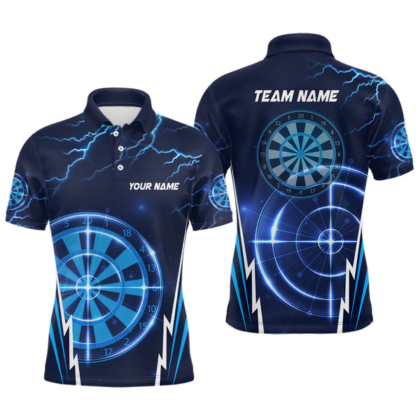 Personalized Blue Thunder Lightning Mens Darts Polo Shirt