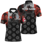 MaxCorners Darts Smoke Canada Flag Dart Customized Name, Team Name 3D Polo Shirt For Men