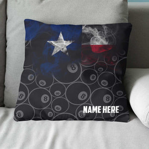 Personalized Vintage Smoke Texas Flag 8 Ball Billiard Pillow, Pool Gifts