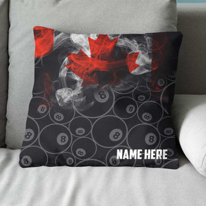 Personalized Vintage Smoke Canadian Flag 8 Ball Billiard Throw Pillow