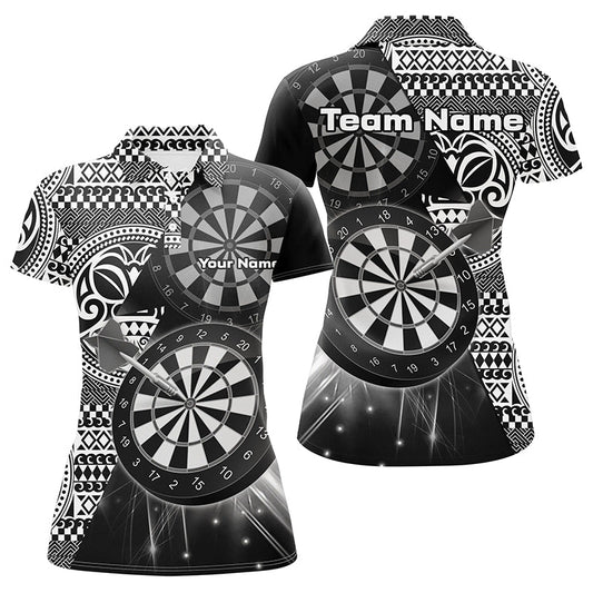 Maxcorners Personalized Tribal White Black Dart Polo Shirts For Women Dart Jerseys Custom Dart Team Shirts