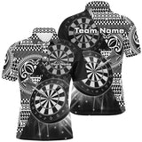 Maxcorners Personalized Tribal White Black Dart Polo Shirts For Men Dart Jerseys Custom Dart Team Shirts