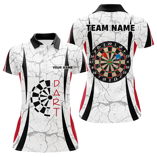 Maxcorners Personalized White Dart Polo Shirts For Men Custom Dart Jerseys Mens Dart Team Shirts