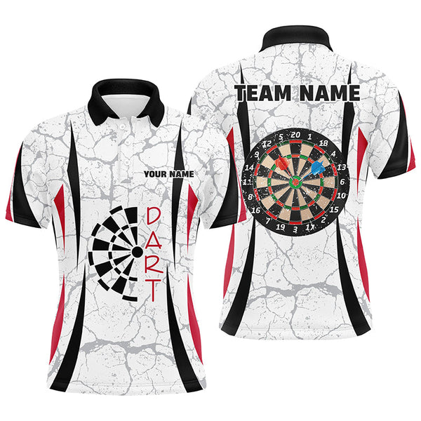 Maxcorners Personalized White Dart Polo Shirts For Men Custom Dart Jerseys Mens Dart Team Shirts