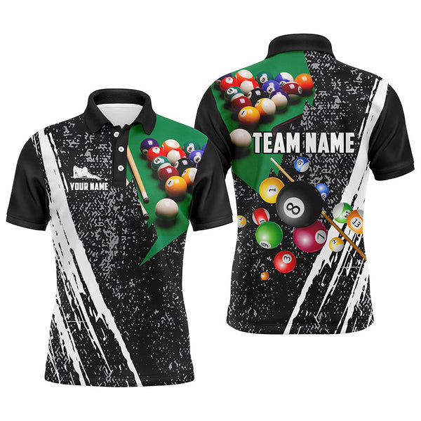 Maxcorners Personalized Billiard Balls Paint Black Polo Shirts