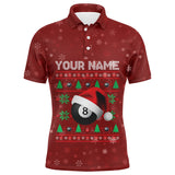 Maxcorners Personalized Ugly Christmas Billiards Polo Shirts For Men, 8 Ball Pool Christmas Billiard Shirts