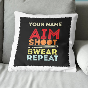 Personalized Aim Shoot Swear Repeat Billiard Pillow Gift For Pool Player