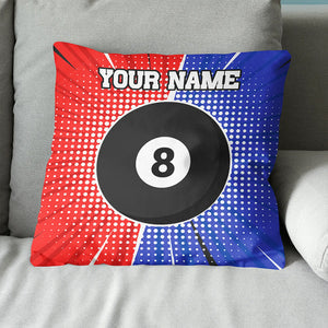 Personalized Blue Red 8 Ball Billiard Pillow Custom Pool Billiards Gifts