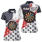 Maxcorners Personalized American Flag Womens Darts Polo Shirts Custom Dart Shirts For Women Dart Team Jersey