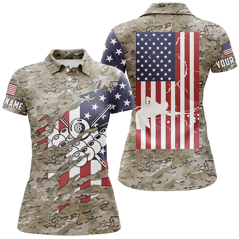 Maxcorners Personalized Billiard Balls US Flag Military Camouflage Polo Shirts
