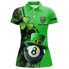 Maxcorners St Patrick'S Day Billiard 8 Ball 3D Polo Shirts For Women, Shamrock Billiard Jerseys