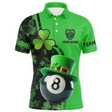 Maxcorners St Patrick'S Day Billiard 8 Ball 3D Polo Shirts For Men, Shamrock Billiard Jerseys