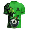 Maxcorners St Patrick'S Day Billiard 8 Ball 3D Polo Shirts For Men, Shamrock Billiard Jerseys
