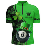 Maxcorners St Patrick'S Day Billiard 8 Ball 3D Polo Shirts For Men, Shamrock Billiard Jerseys