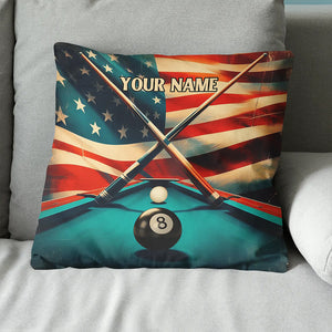 Personalized US Flag 8 Ball Billiard Pillow, Throw Pillow Billiard Gifts