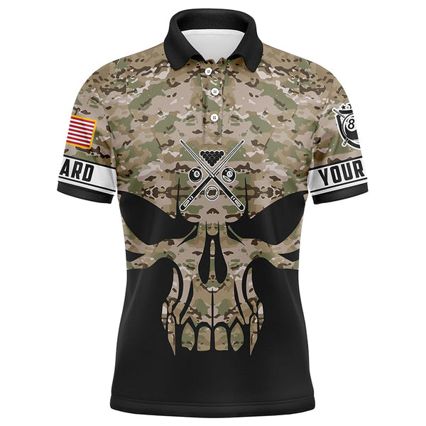 Maxcorners Personalized Billiard Balls Skull Camouflage Billiard Polo Shirts