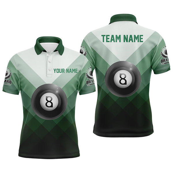 Maxcorners Personalized Billiard Ball 8 Green Sports Style Polo Shirts