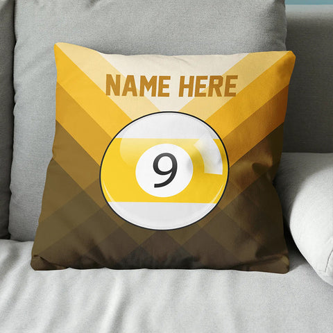 Maxcorners Personalized Yellow 9 Ball Billiard Pillow