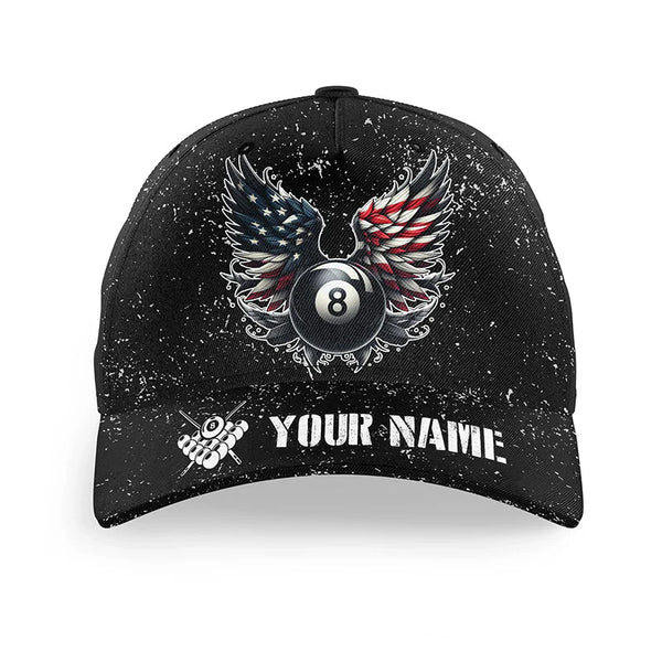 Maxcorners Billiard Ball 8 US Flag Personalized Name 3D Cap