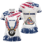 Maxcorners Personalized Eagle Us Flag 8 Ball Pool Billiard Polo Shirts Custom Billiard Balls Jerseys For Men And Women