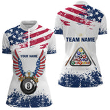 Maxcorners Personalized Eagle Us Flag 8 Ball Pool Billiard Polo Shirts Custom Billiard Balls Jerseys For Men And Women