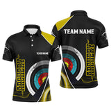 Maxcorners Personalized 3D Targets Archery Polo Shirts For Men, Custom Yellow Black Arrow Archery Team Shirts