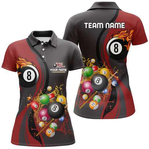 Maxcorners Personalized Billiards Ball 8 Water Flow Polo Shirts For Women