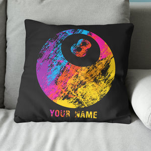 Personalized Grunge Colorful 8 Ball Billiard Pillow Gift For Pool Player