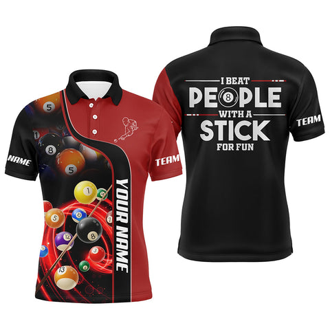 Maxcorners Personalized I Beat People With A Stick For Fun Billiard Polo Shirts
