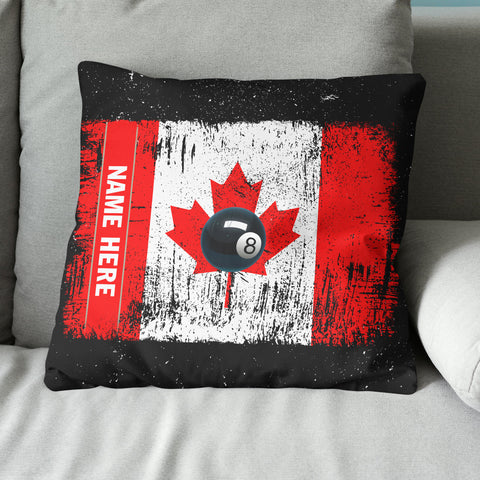 Maxcorners Personalized Canadian Flag Patriotic 8 Ball Pool Billiards Throw Pillow