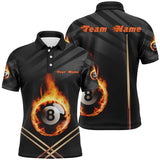 MaxCorners Billiard Fire 8 Ball  Customized Name, Team Name 3D Polo Shirt
