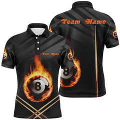 MaxCorners Billiard Fire 8 Ball  Customized Name, Team Name 3D Polo Shirt