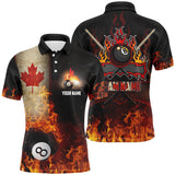 MaxCorners Billiard Canadian Flag 8 Ball Pool On Fire Customized Name, Team Name 3D Polo Shirt