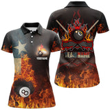 Maxcorners Texas Flag 8 Ball Pool On Fire Billiard Jersey Customized Name, Team Name 3D Shirt