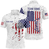 Maxcorners Personalized White Grunge Us Flag Target Archery 3D Polo Shirts For Men, Custom Bow Archery Shirts