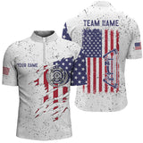 Maxcorners Personalized White Grunge Us Flag Target Archery 3D Polo Shirts For Men, Custom Bow Archery Shirts