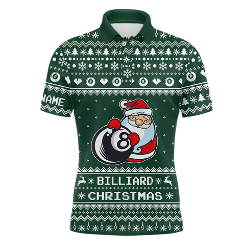 Maxcorners Personalized Funny Billiard 8 Ball Pool With Santa Claus Christmas Billiard Polo Shirts