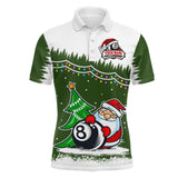 Maxcorners Personalized 8 Ball Pool With Santa Claus Christmas Billiard Polo Shirts