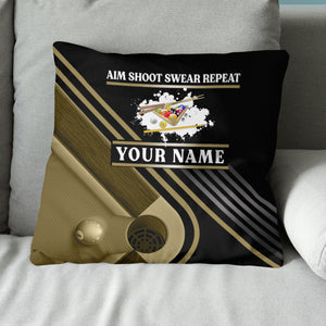 Billiard Aim Shoot Swear Repeat Pillow Custom Gifts For Billiard Players